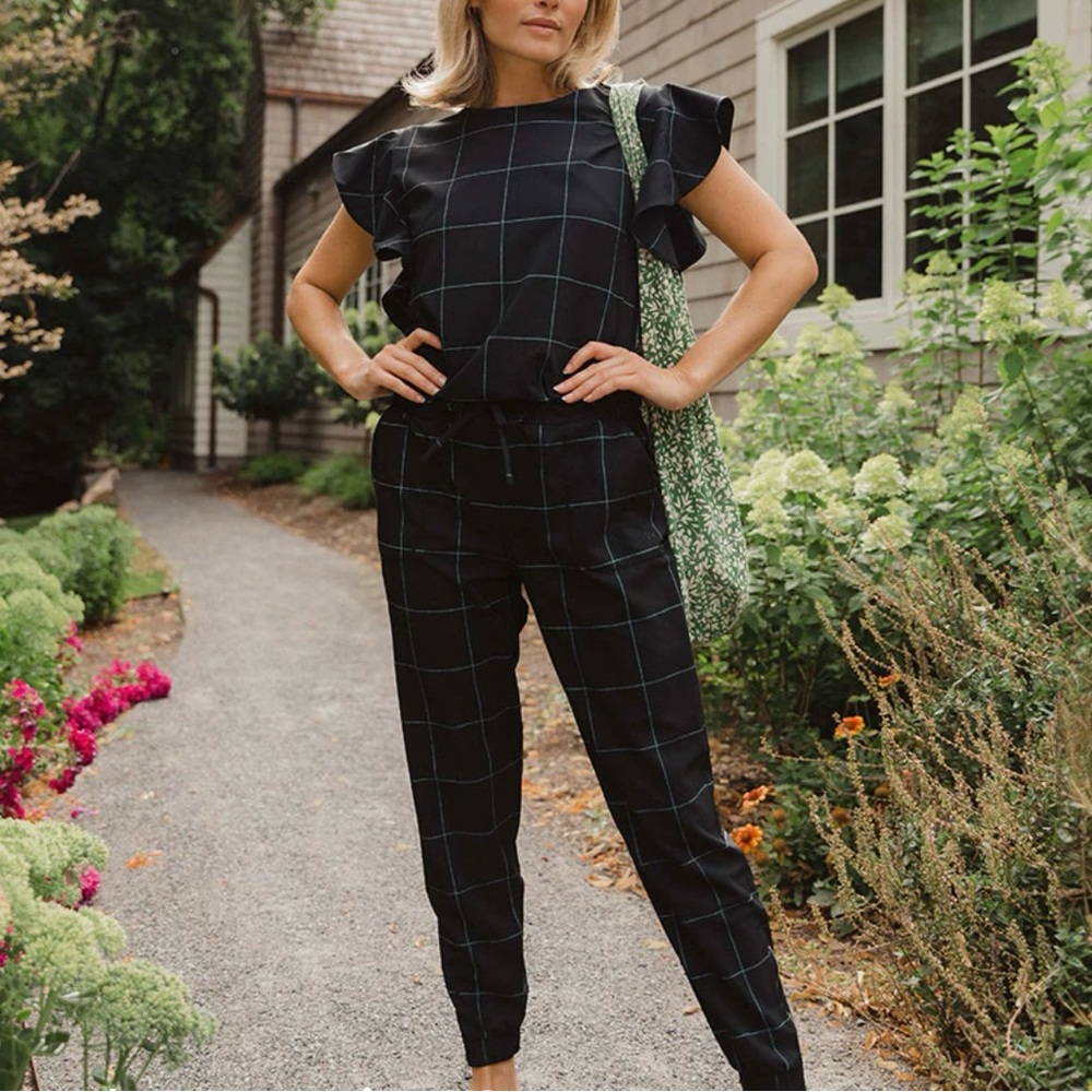 Women's Black Checkered Pants